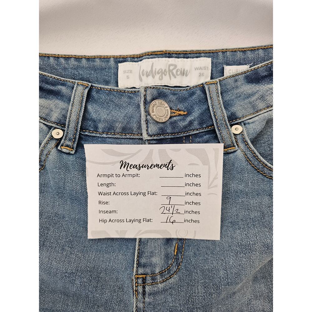 Indigo Rein Curvy Size 5 Waist 28 Blue Women's Jeans Distressed Skinny - Picture 2 of 9